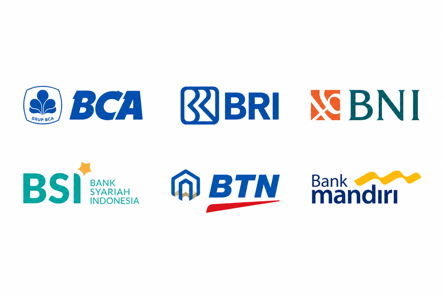 BCA, BRI, BNI, BSI, BTN, Bank Mandiri